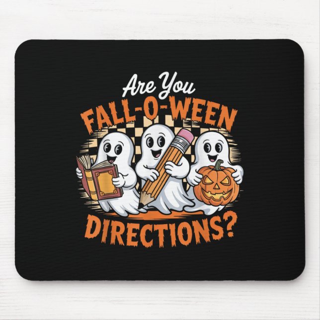 Retro Are You Fall O Ween Directions Ghost Hallowe Mouse Mat (Front)
