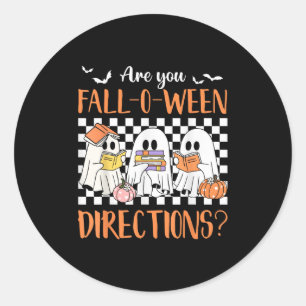 Retro Are You Fall O Ween Directions Teacher Hallo Classic Round Sticker