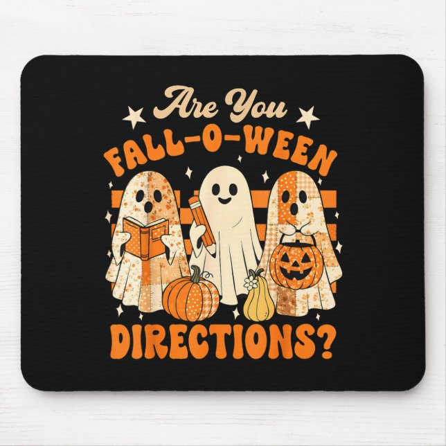 Retro Are You Fall O Ween Directions Teacher Hallo Mouse Mat (Front)
