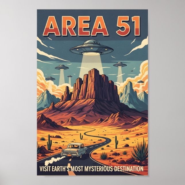 Retro Area 51 Road Trip Poster (Front)