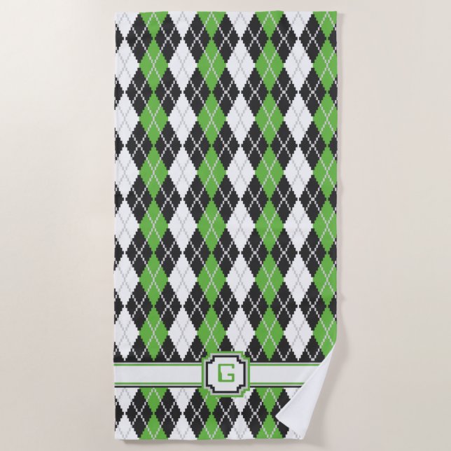 Retro Argyle Beach Towel (Front)