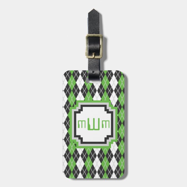Retro Argyle Luggage Tag (Front Vertical)