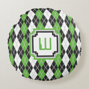 Retro Argyle Round Pillow