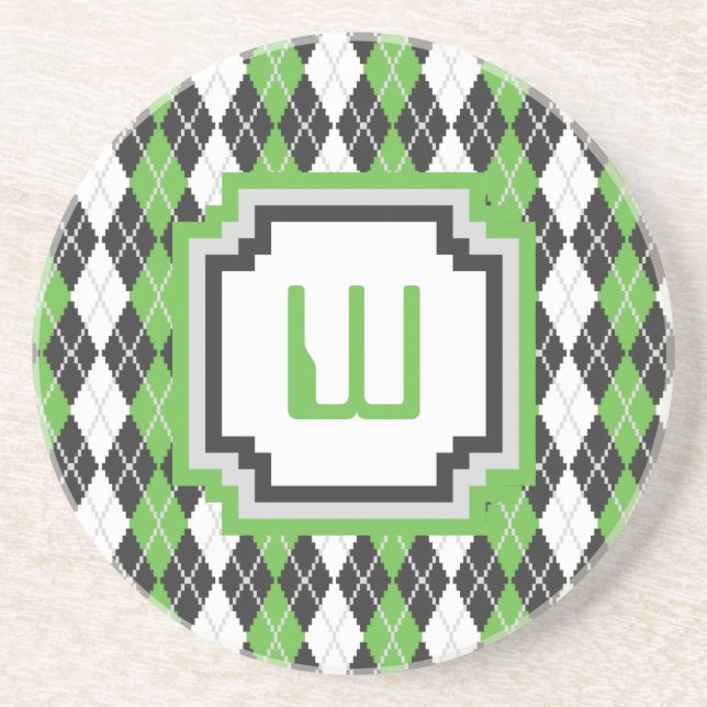 Retro Argyle Sandstone Coaster (Front)