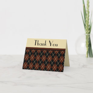 Retro Argyle Thank You Card