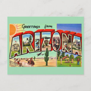 Retro Arizona Green Postcard