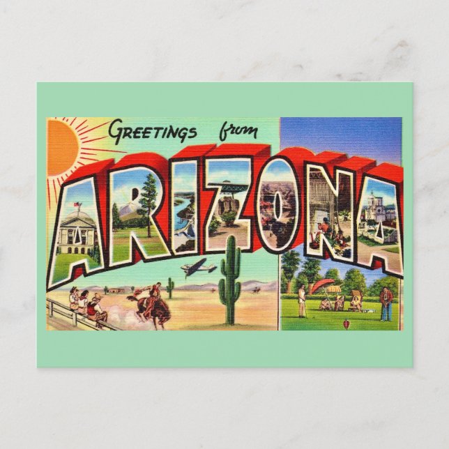 Retro Arizona Green Postcard (Front)
