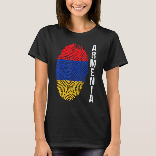 Retro Armenia Flag Home Fingerprint Graphic Tee Je (Front)