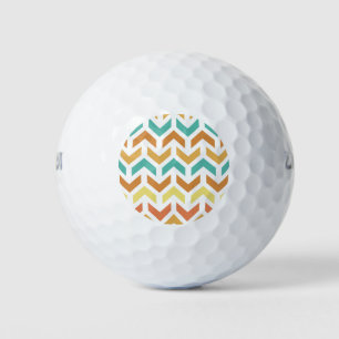 Retro Arrows Chevron Orange Teal Gold Golf Balls