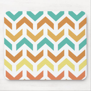 Retro Arrows Chevron Orange Teal Gold Mouse Mat