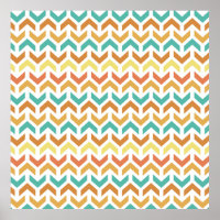 Retro Arrows Chevron Orange Teal Gold Pattern