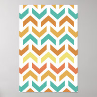 Retro Arrows Chevron Orange Teal Gold Pattern