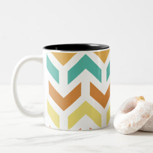 Retro Arrows Chevron Orange Teal Gold Two-Tone Coffee Mug