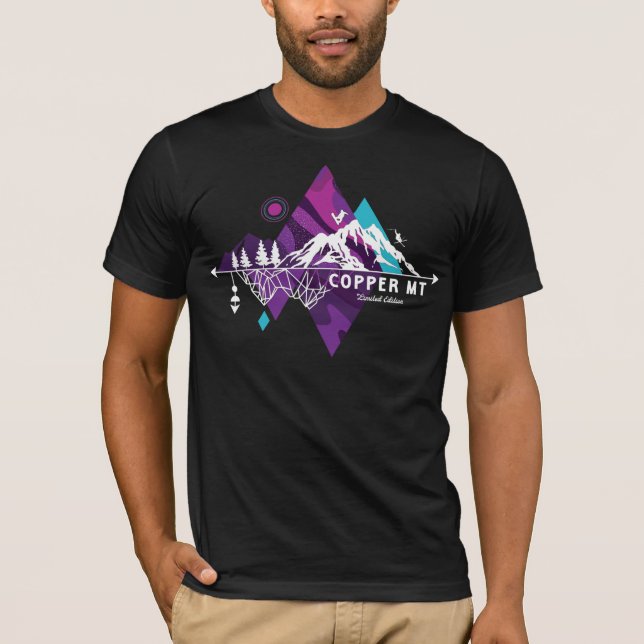 Retro Art Boho Copper Mountain Ski T-Shirt (Front)