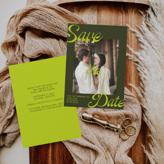 Retro Art Deco Chartreuse Photo Save The Date