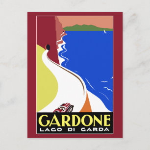Retro Art Deco Gardone Riviera Italian travel Postcard