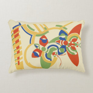 Retro Art Deco Geometric Floral Poster Art Decorative Cushion