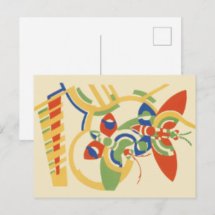 Retro Art Deco Geometric Floral Poster Art Postcard
