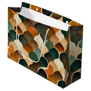 Retro Art Deco Geometry in Warm Gold & Green Large Gift Bag