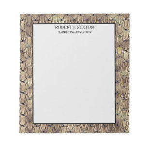 Retro Art Deco Gold and Black Rainbow Pattern   Notepad