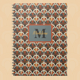 Retro Art Deco Jazz Age Muted Colors Monogram Notebook