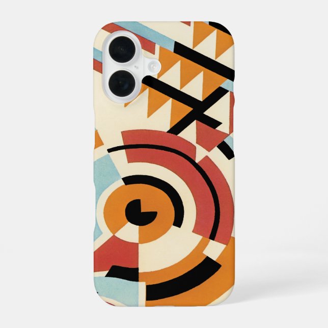 Retro Art Deco Jazz, Geometric Shapes Patterns iPhone 16 Case (Back)