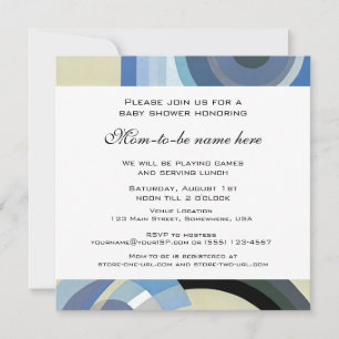 Retro Art Deco Jazz Vintage Blue Boy Baby Shower Invitation