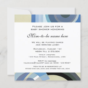 Retro Art Deco Jazz Vintage Blue Boy Baby Shower Invitation