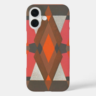 Retro Art Deco Jazz Vintage Warm Diamond Pattern iPhone 16 Case