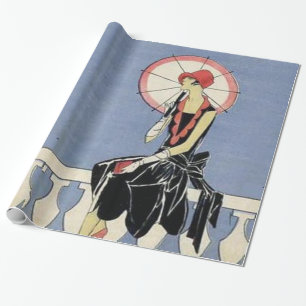 Retro Art Deco Little Black Dress Party Wrapping Paper