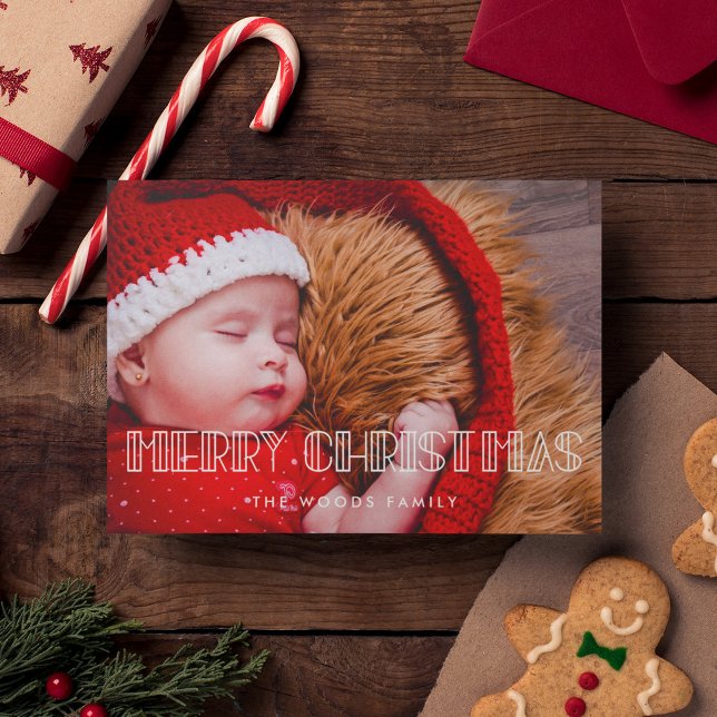 Retro Art Deco Merry Christmas Photo Holiday Card (Creator Uploaded)