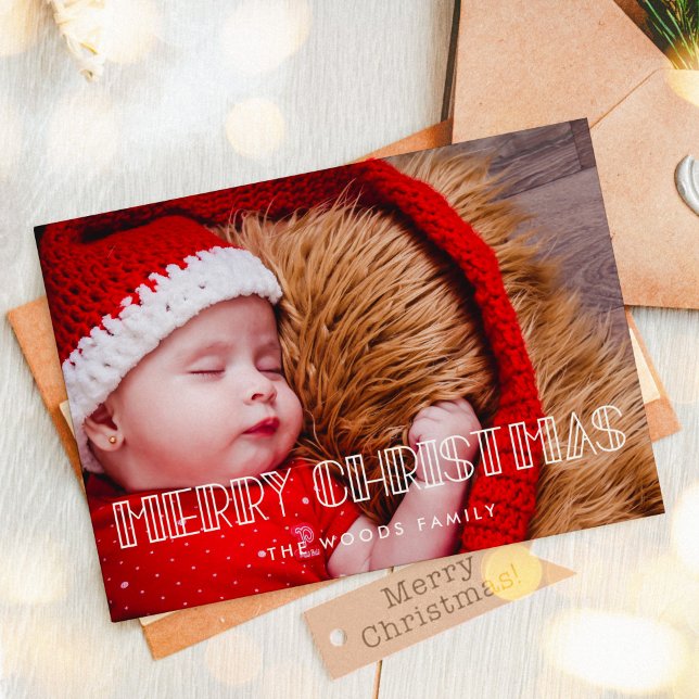 Retro Art Deco Merry Christmas Photo Holiday Card (Creator Uploaded)