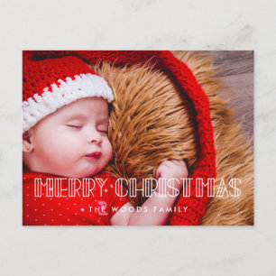 Retro art deco Merry Christmas photo Postcard