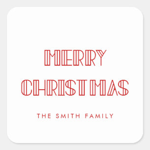 Retro art deco Merry Christmas Square Sticker
