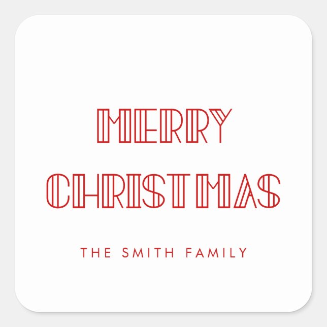 Retro art deco Merry Christmas Square Sticker (Front)
