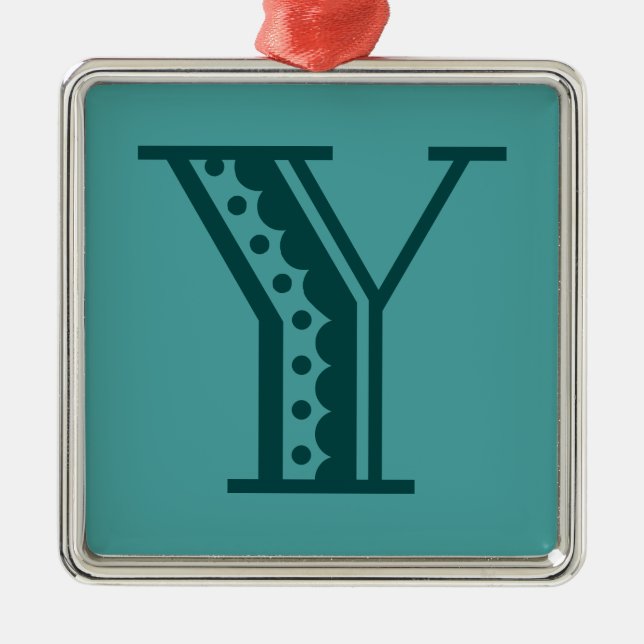 Retro art deco Mexican style letter monogram Y Metal Tree Decoration (Front)