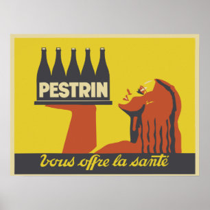 Retro art deco mineral water advertising poster