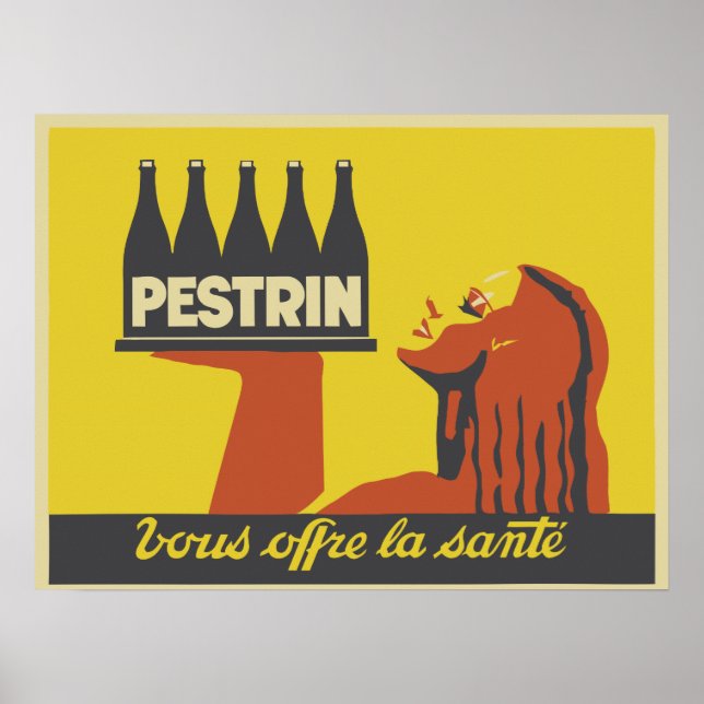 Retro art deco mineral water advertising poster (Front)