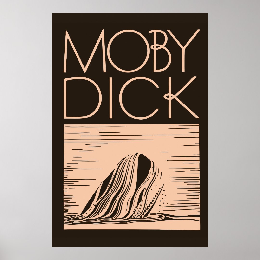 Retro Art Deco Moby Dick Book Cover Art Poster Zazzle