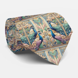 Retro Art Deco Peacocks Tie