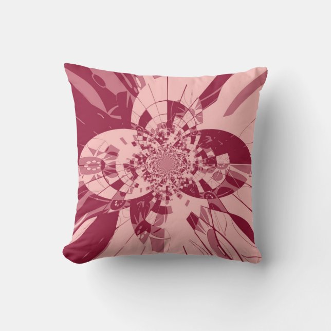 Retro Art Deco Pink Floral Pattern Cushion (Front)