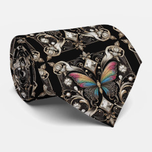 Retro Art Deco Rainbow Butterfly Nouveau Tie