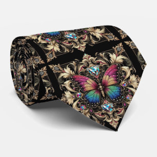 Retro Art Deco Rainbow Butterfly Nouveau Tie