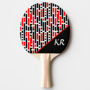 Retro Art Deco Red Black Abstract Pattern Monogram Ping Pong Paddle