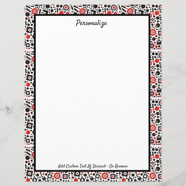 Retro Art Deco Red & Black Pattern Personalise (Front)