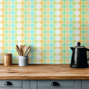 Retro art deco summer citrus punch pattern tile