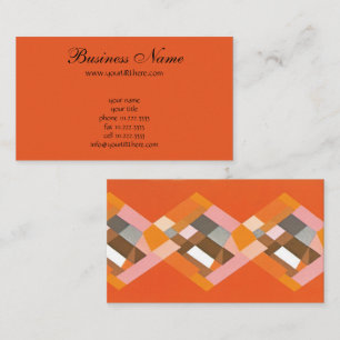 Retro Art Deco Vintage Jazz Orange Diamond Pattern Business Card