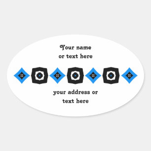 Retro art design to personalise oval sticker