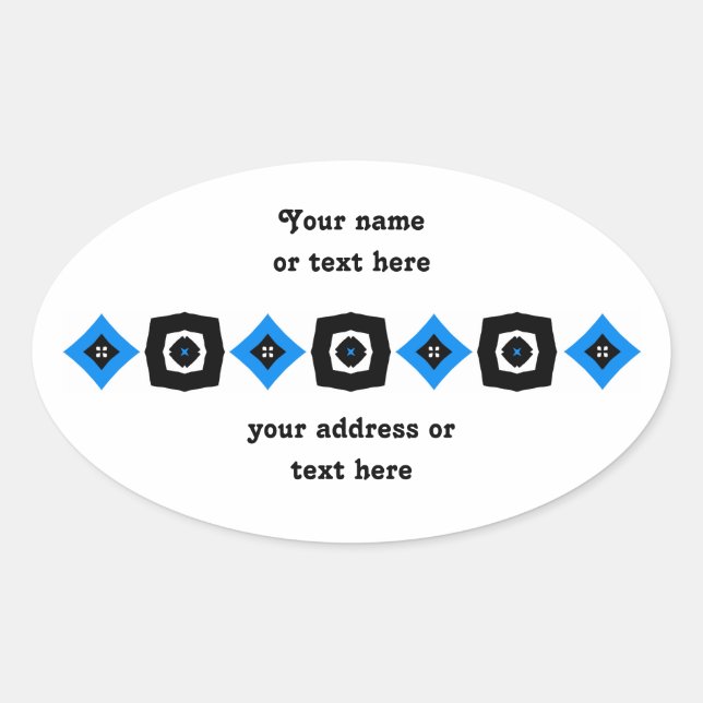 Retro art design to personalise oval sticker (Front)