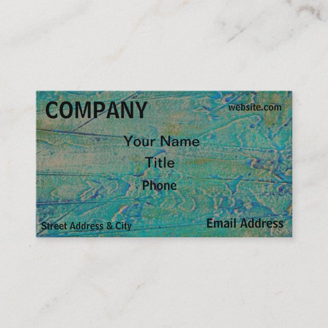 Retro Art Green Blue Textured Business Card (Front)